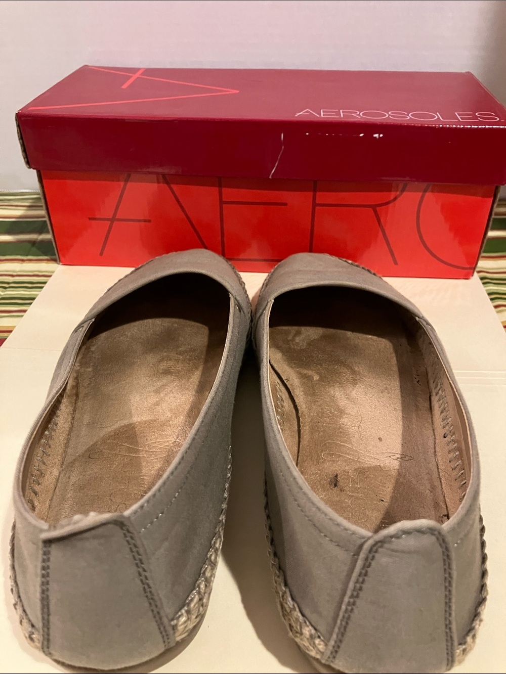 AEROSOLES Light Gray Espadrille Slip-Ons